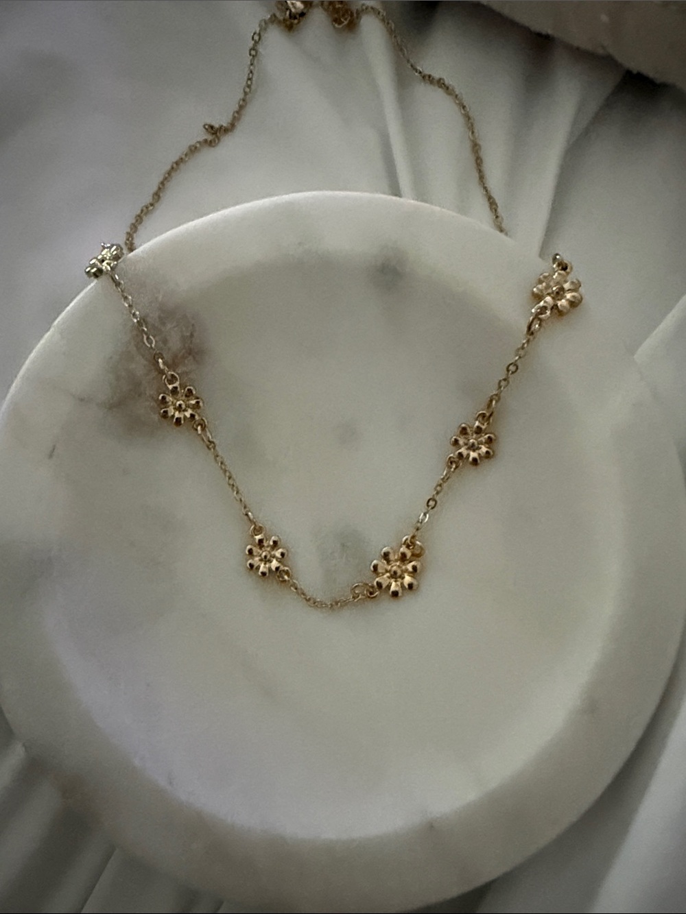 Delicate Gold Floral Station Necklace
